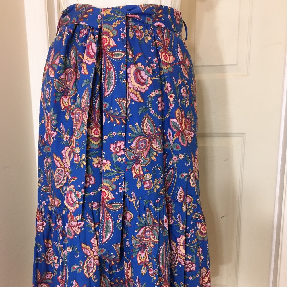 J. Crew with Liberty Flora Belle high-low midi skirt, NWT Sz 8T